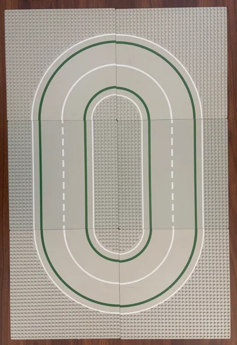 SIX (6) VINTAGE LEGO 32 X 32 CURVED AND STRAIGHT ROAD PLATES