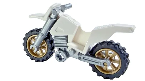 LEGO DIRT BIKE 🔥 White Motorcycle 🔥 Gold Rims/Gray Handlebars 🔥 For Minifigs
