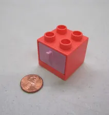 Lego Duplo Coral Cabinet w/ Pink Drawer For Dresser Cabinet Room House