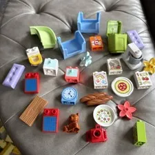Lego Duplo Lot - Unique Blocks Parts Accessories FLOWERS Toilet Mixer Food Bear