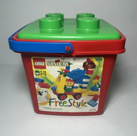 Lego Brick Bucket Storage Bin Container With Lid & Handle Vintage 1995