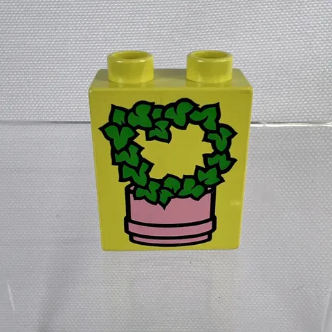 Lego Duplo yellow printed block vine pot plants leaves greenery shrubbery
