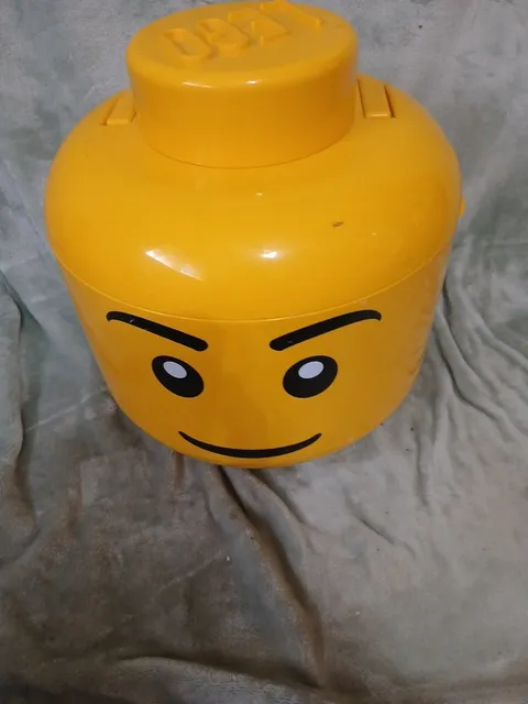 LEGO Large Yellow Minifigure Head Storage Container Tray w/ Handle Boy Face 2010