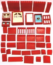 Lego Red House Building Brick Lot Walls Doors Windows Roof Slopes Vintage W/ HTF