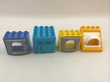 Lego Duplo Windows / Doors Yellow W/ Mixed Colors Set Of 4 Replacement Pieces