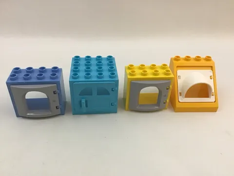 Lego Duplo Windows / Doors Yellow W/ Mixed Colors Set Of 4 Replacement Pieces