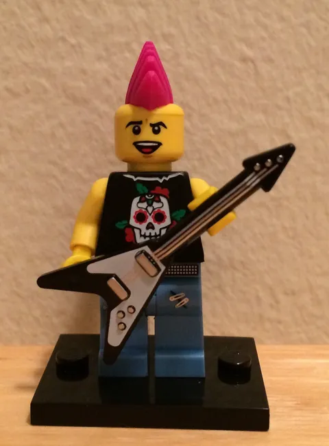 LEGO® Punk Rocker Series 4 CMF 8804 Minifigure Guitar Mohawk Retired Complete
