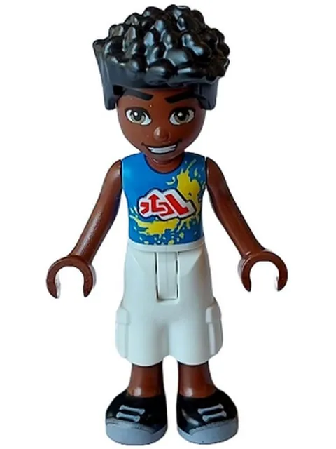 LEGO [No Color/Any Color] Friends Zac - Blue Shirt with Red Symbols and Yellow S