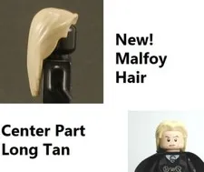 LEGO Minifigure Long Hair Straight Tan Blonde Malfoy Character Head Wear Potter