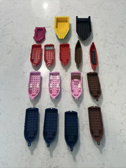 Lego Boat Canoe Lot Of 16 Brown Pink Red Boats Rare Vintage