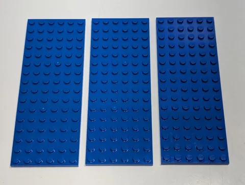 LEGO 3027 & 03027 Blue Plate 6 x 16 Classic Space City Town Train Lot x3