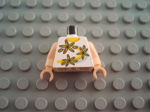 LEGO White Minifig Torso with 2 Yellow Flowers