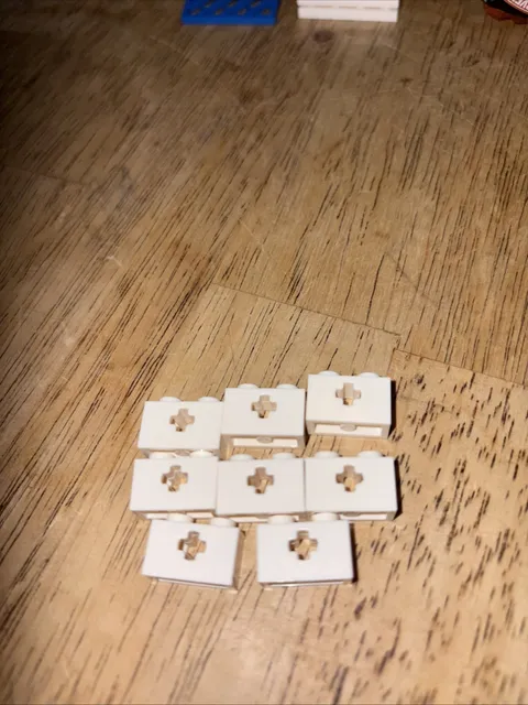 LEGO Technic Parts: 1x2 Block w/ Axle Hole, Part # 32064, White - 8pcs