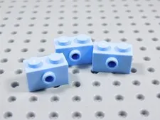 LEGO Lot of 3 Bright Light Blue 1x2 Modified Bricks w/ Side Stud BM