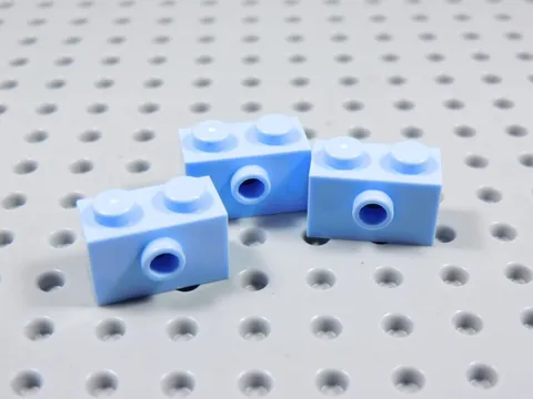 LEGO Lot of 3 Bright Light Blue 1x2 Modified Bricks w/ Side Stud BM