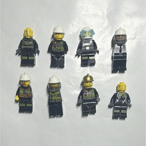 LEGO City Firefighter Minifigure Lot of 8 - Random Theme 