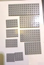 Lot of 9 Gray Lego Baseplates 4X  6X