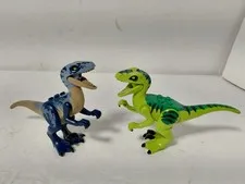 Lego Jurassic World Dinosaur Raptor Velociraptor Figure Lot Green, Blue & Tan