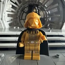 Brickluv Gold Darth Vader Minifigure w/Fabric Cape