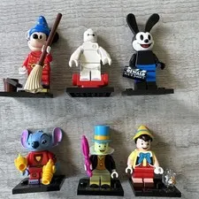 LEGO Disney 100 Minifigures Lot of 6 Mickey, Stitch, Baymax, Jiminy, Oswald