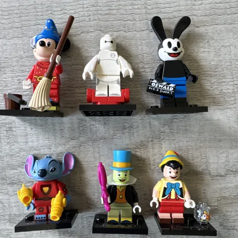 LEGO Disney 100 Minifigures Lot of 6 Mickey, Stitch, Baymax, Jiminy, Oswald