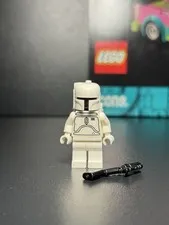 Rare STAR WARS White Boba Fett 30th Anniversary custom Lego Minifigure sw0275