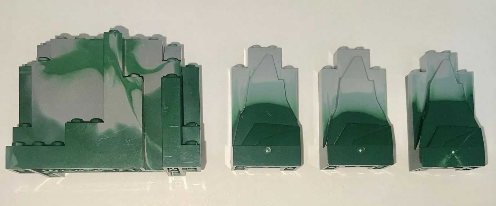 Lego Rock Mountain Wall Panel BURP 4x10x6  & 2x4x6 Pearl Gray Marbled Green Lot
