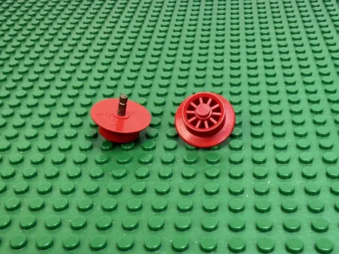 2x VTG LEGO Red Tran Wheel Spoked For Motor Bronze Axle Train 4.5V 12 #wheel2a