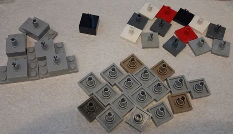 H Lego Lot 36 Modified Parts  w/ Pin Tile 2460 2476 30592 Assorted Color