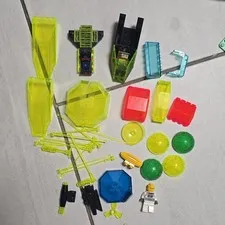 LEGO Space Parts Lot w/ Minifigure - Transparent Neon Translucent Printed