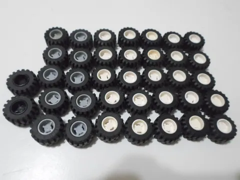 LEGO Lot of 36 Wheels - Hole Notched for Wheels Holder Pin Part #6014b/6015