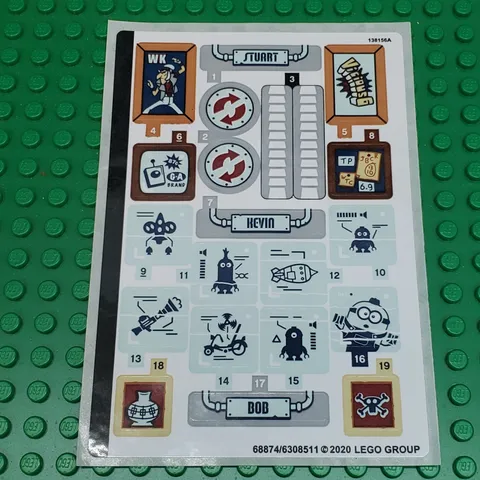 LEGO Sticker Sheet for Set 75551 Brick-Built Minions &Their Lair New Authentic