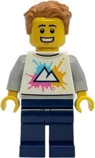 LEGO® Minifig idea240 - Tourist - White Shirt with Mountains Logo