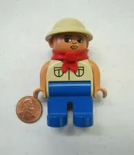 Lego Duplo SAFARI EXPLORER WOMAN in HAT 2.5" Figure Zoo Keeper Red Bandana