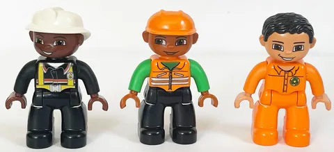 LEGO Duplo 9224 COMMUNITY PEOPLE set 3 MINIFIGURES fireman, construction, refuse