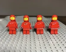 Vtg LEGO Classic Spaceman (sp006) Red Astronaut w/ AIR TANK & HELMET | Lot of 4