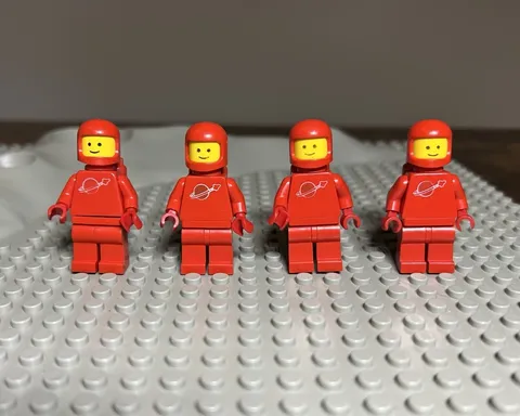 Vtg LEGO Classic Spaceman (sp006) Red Astronaut w/ AIR TANK & HELMET | Lot of 4