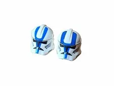 2 Lego Star Wars 501st Legion Clone Trooper Helmets with Side Holes 75345