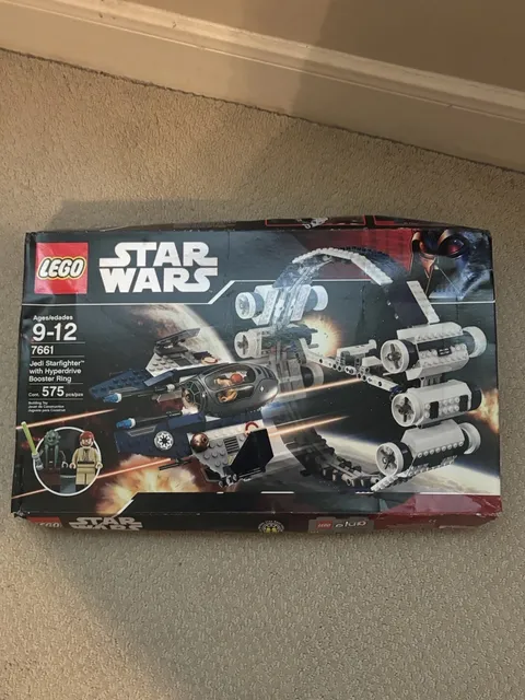 LEGO 7661 Jedi Starfighter with Hyperdrive Booster Ring Star Wars  Damaged  Box