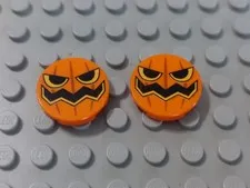 Lego 10687 Orange Tile 2 x 2 Round with Carved Pumpkin - Used