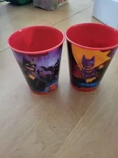 Lot of 2 x plastic glass cup lego Batman & Batgirl toy