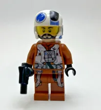 LEGO Star Wars Rebel Pilot Minifigure Orange Flight Suit w/ Blaster