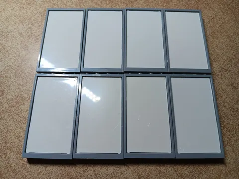 LEGO BULK LOT 8 LIGHT BLUISH GRAY WINDOW FRAMES WITH SOLID WHITE PANES 1X4X6