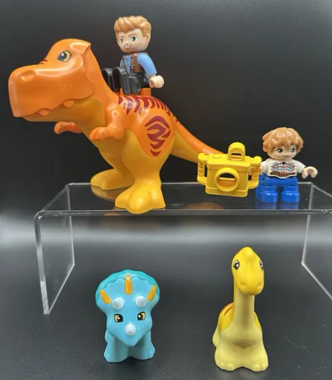 LEGO Duplo Jurassic Park Dinosaur Figure Lot Rex Triceratops Owen Boy Camera