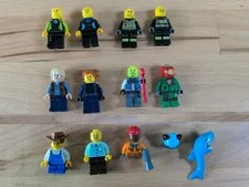 Lego Minifigure Lot of 10 + Partial Hidden Side, Jurassic World, Surf, Fireman 