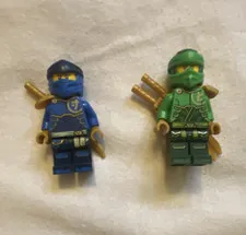 LEGO NINJAGO Jay & Lloyd Minifigure Lot of 2 w/ Weapons Accessories, Heads