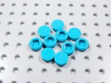 LEGO Lot of 10 Bright Bluish Green Round 1x1 Smooth Tiles Plates BR