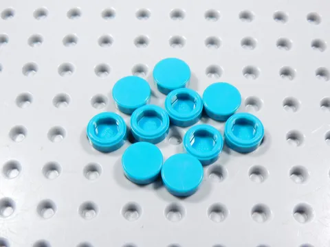 LEGO Lot of 10 Bright Bluish Green Round 1x1 Smooth Tiles Plates BR
