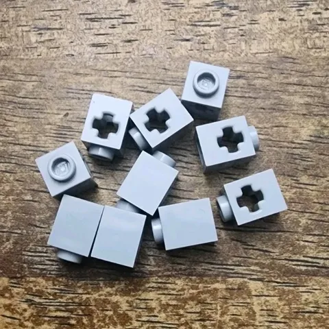 LEGO Light Bluish Gray Technic, Brick 1 x 1, Axle Hole QTY 10 Part No. 73230