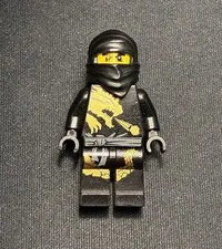 LEGO NINJAGO DX Cole Minifigure Black Hooded Masked Ninja Light Wear On Face